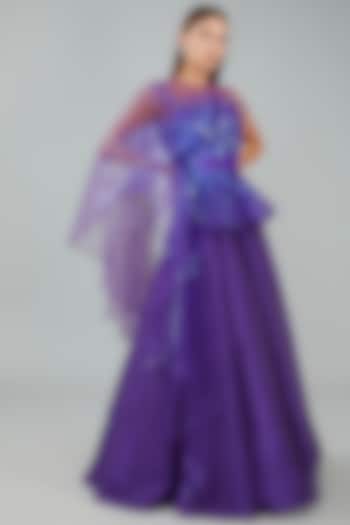 Purple Metallic Polymer Bridal Gown by Amit Aggarwal at Pernia's Pop Up Shop