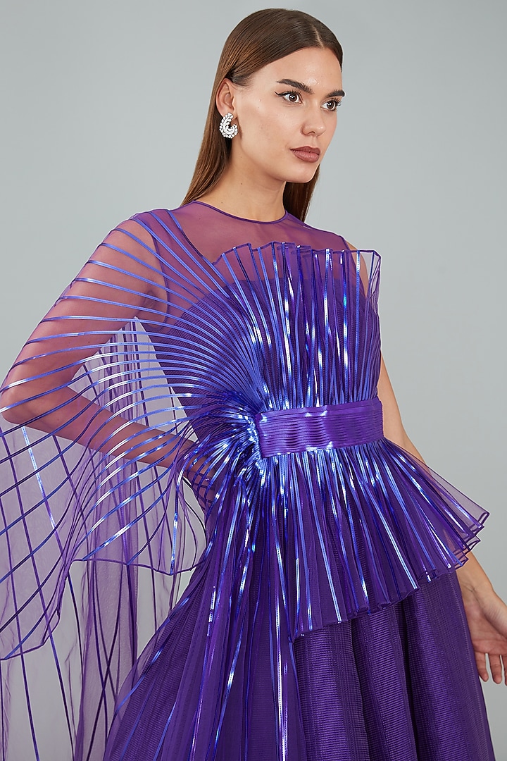 Purple Metallic Polymer Bridal Gown by Amit Aggarwal at Pernia's Pop Up Shop