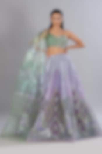Mauve Metallic Polymer Bridal Lehenga Set by Amit Aggarwal at Pernia's Pop Up Shop
