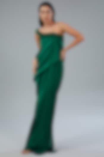 Emerald Chiffon Cocktail Dress by Amit Aggarwal at Pernia's Pop Up Shop
