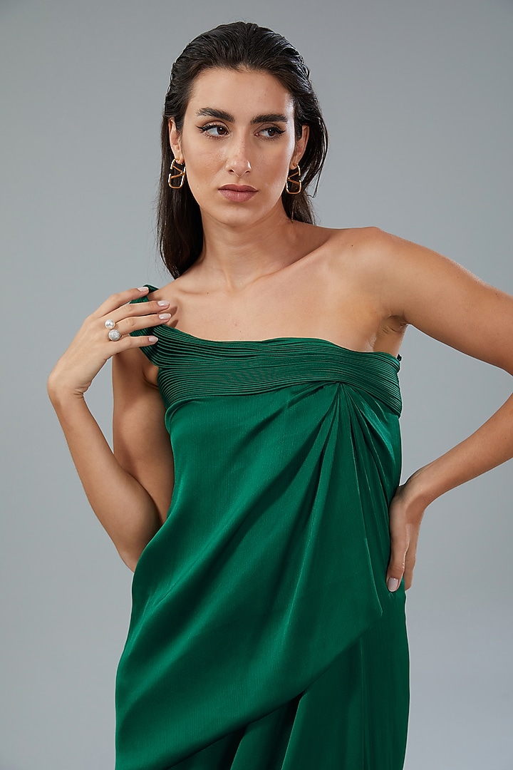 Emerald Chiffon Cocktail Dress by Amit Aggarwal at Pernia's Pop Up Shop