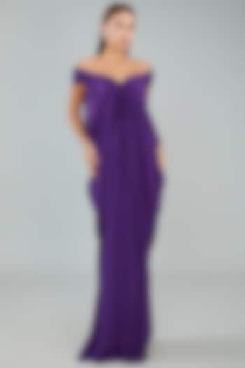 Purple Chiffon Engagement Gown by Amit Aggarwal at Pernia's Pop Up Shop