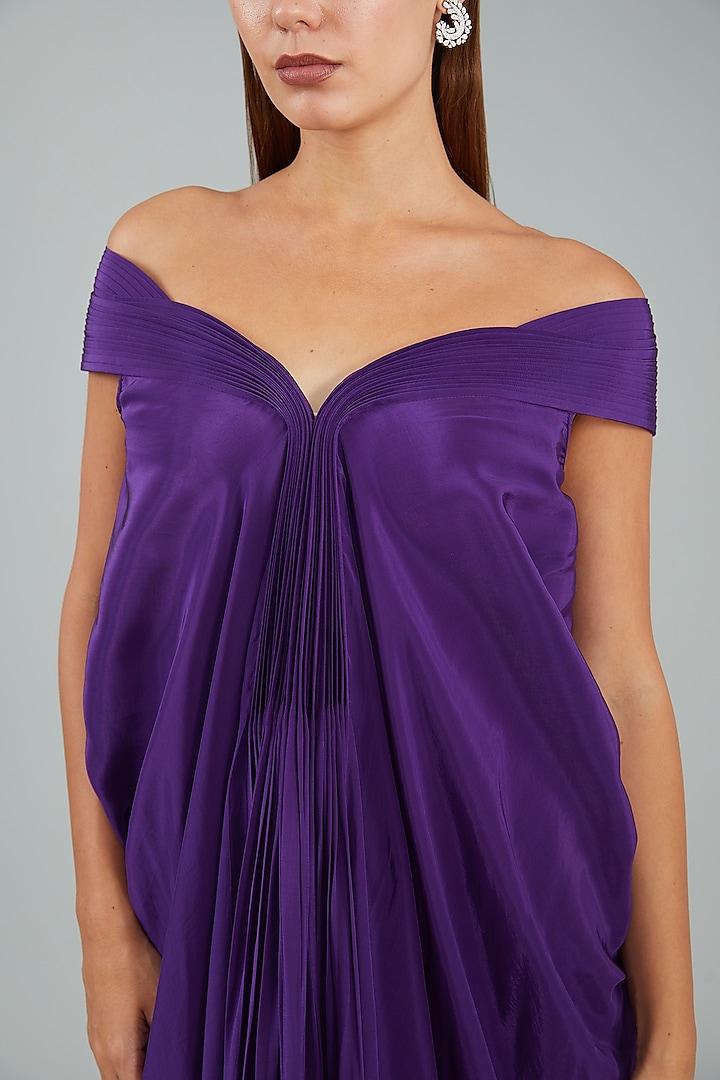 Purple Chiffon Engagement Gown by Amit Aggarwal at Pernia's Pop Up Shop