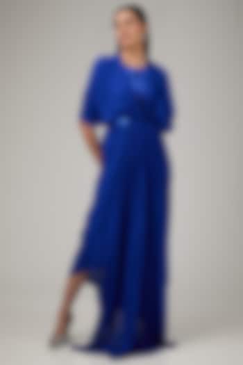 Blue Metallic Polymer Engagement Gown by Amit Aggarwal at Pernia's Pop Up Shop