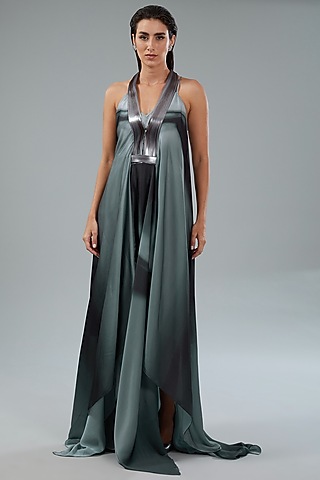 Black & White Chiffon Gown by Amit Aggarwal