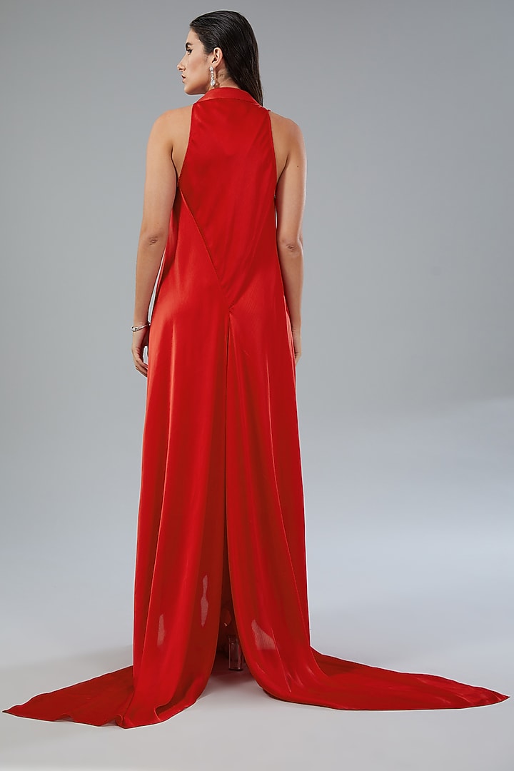 Red Chiffon Engagement Gown by Amit Aggarwal at Pernia's Pop Up Shop