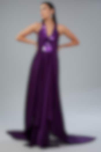 Purple Chiffon Engagement Gown by Amit Aggarwal at Pernia's Pop Up Shop