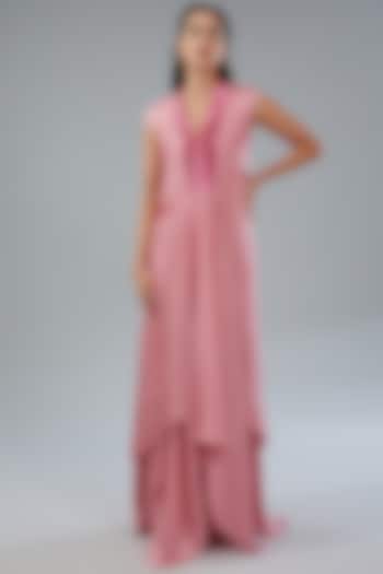 Onion Pink Chiffon Cocktail Dress by Amit Aggarwal at Pernia's Pop Up Shop