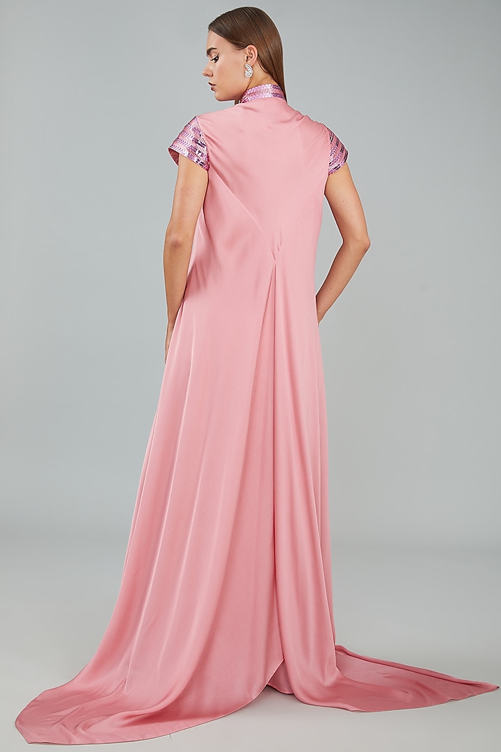 Onion Pink Metallic Polymer Cocktail Dress by Amit Aggarwal at Pernia's Pop Up Shop