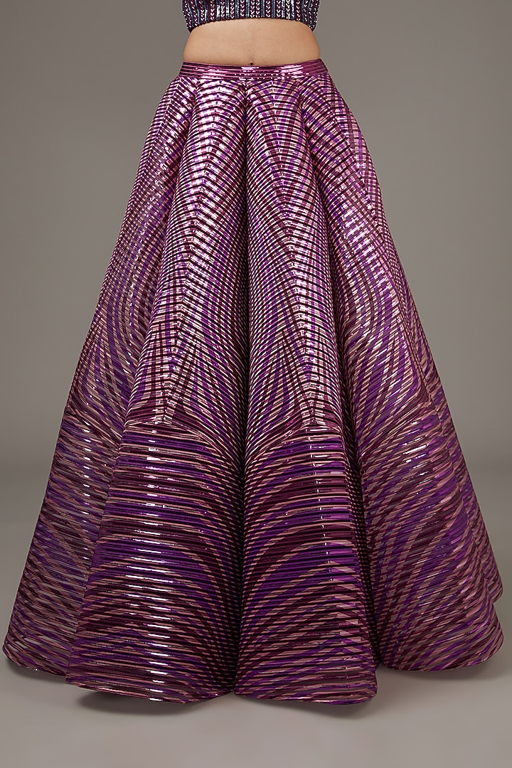 Plum Metallic Polymer Bridal Lehenga Set by Amit Aggarwal at Pernia's Pop Up Shop