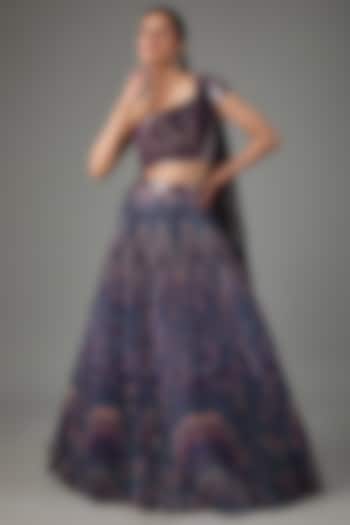 Multi-Colored Metallic Polymer & Crepe Chiffon Bridal Lehenga Set by Amit Aggarwal at Pernia's Pop Up Shop