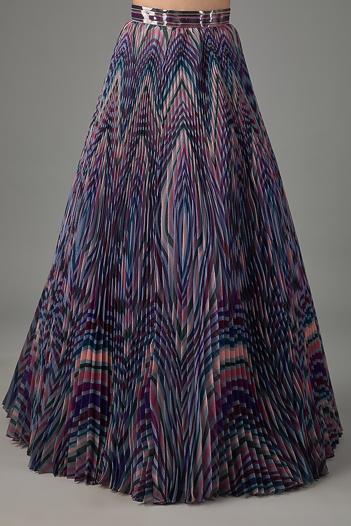 Multi-Colored Metallic Polymer & Crepe Chiffon Bridal Lehenga Set by Amit Aggarwal at Pernia's Pop Up Shop
