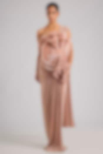 Blush Pink Mineral Jersey Reception Gown Saree by Amit Aggarwal at Pernia's Pop Up Shop