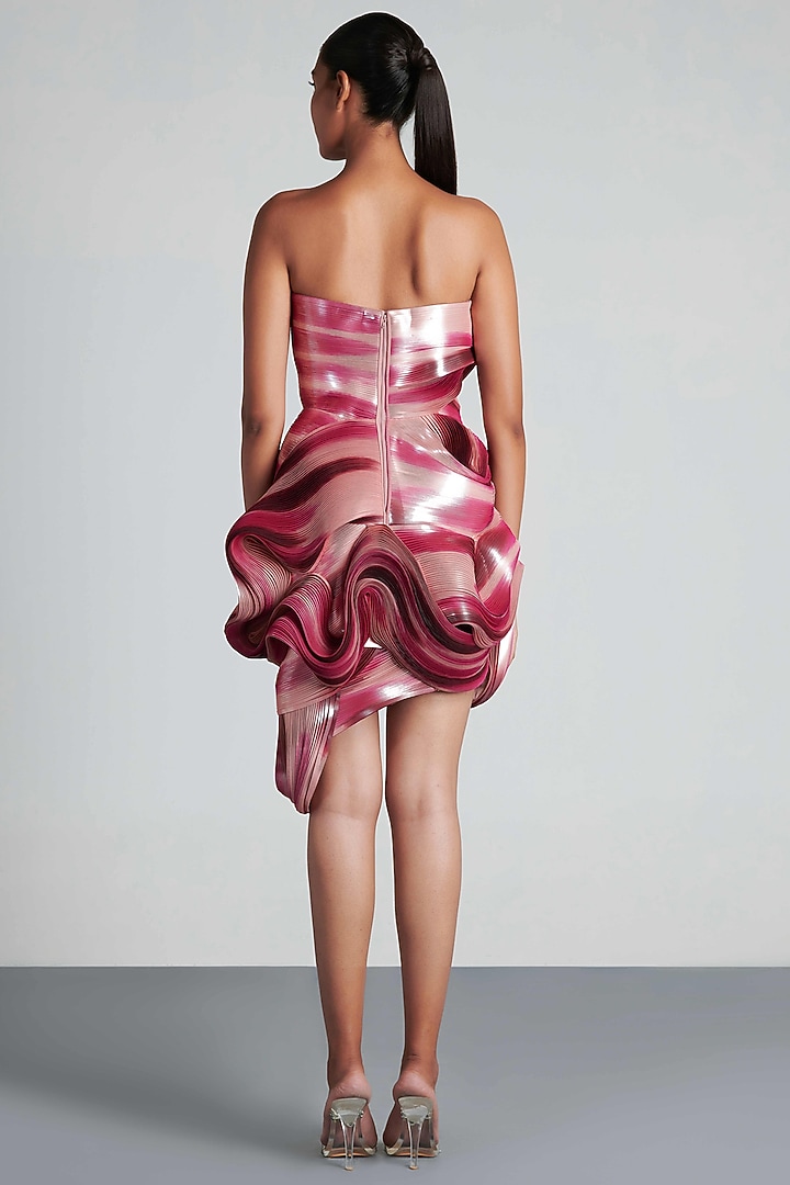 Onion Pink & Fuchsia Metallic Hand Painted Party Wear Dress by Amit Aggarwal at Pernia's Pop Up Shop