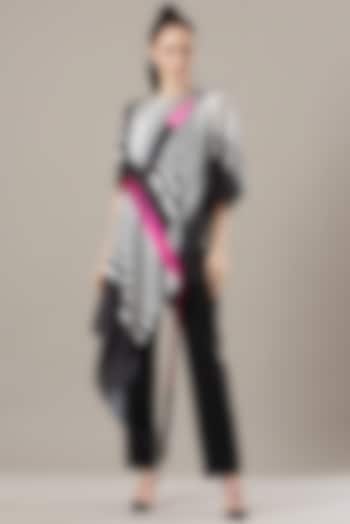 Neon Pink & Black Striped Top by Amit Aggarwal at Pernia's Pop Up Shop