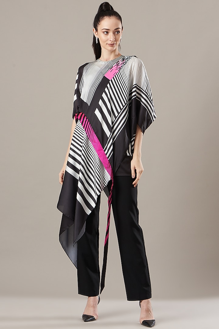 Neon Pink & Black Striped Top by Amit Aggarwal