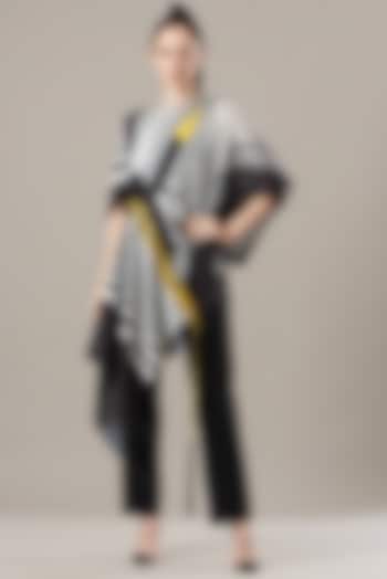 Neon Yellow & Black Striped Top by Amit Aggarwal at Pernia's Pop Up Shop