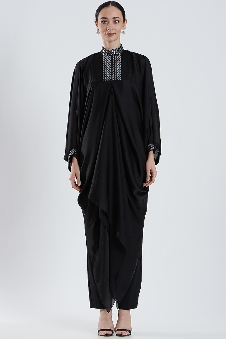 Black Embroidered Top by Amit Aggarwal at Pernia's Pop Up Shop
