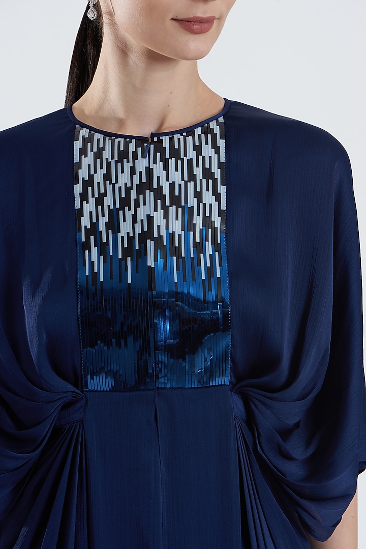 Ink Blue Embroidered Kaftan by Amit Aggarwal at Pernia's Pop Up Shop