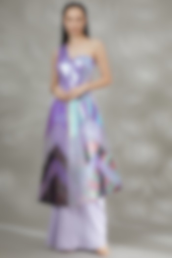 Lilac Embroidered Draped Gown by Amit Aggarwal at Pernia's Pop Up Shop