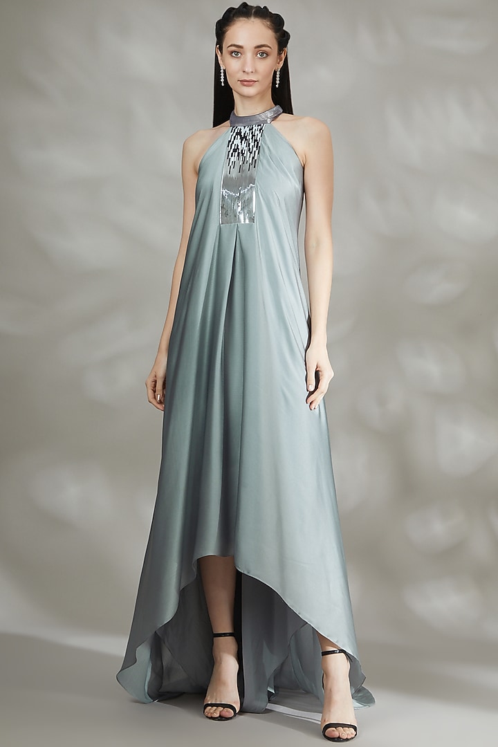 Silver Striped Cocktail Dress by Amit Aggarwal at Pernia's Pop Up Shop