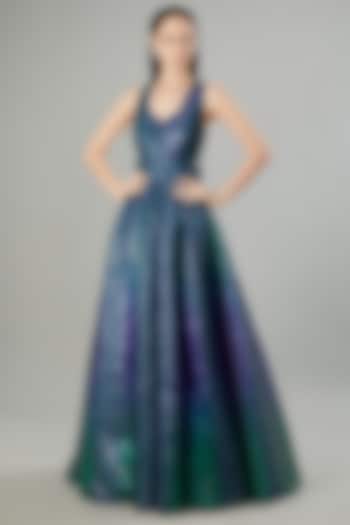 Purple Metallic Polymer Gown by Amit Aggarwal