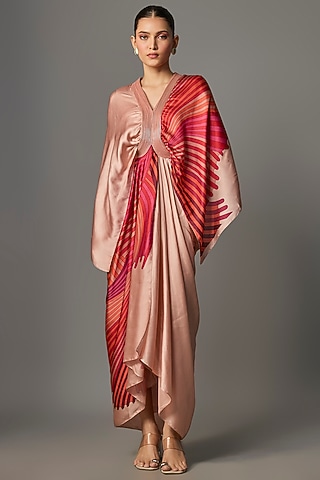 Rose Satin Chiffon Dress by Amit Aggarwal