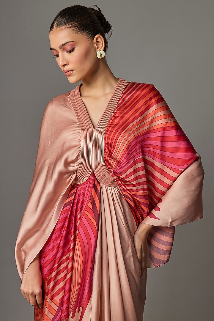 Rose Satin Chiffon Cocktail Dress by Amit Aggarwal at Pernia's Pop Up Shop