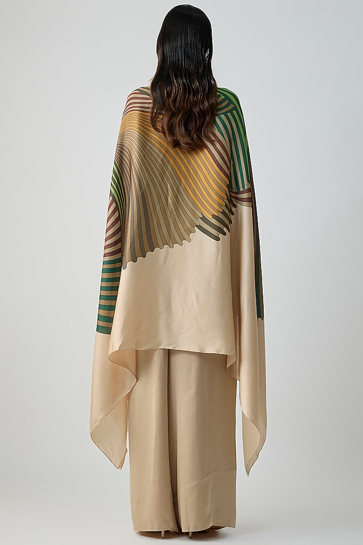 Emerald Green Satin Chiffon Cape Set by Amit Aggarwal at Pernia's Pop Up Shop