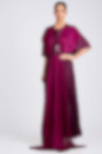 Wine Chiffon Cocktail Dress by Amit Aggarwal at Pernia's Pop Up Shop