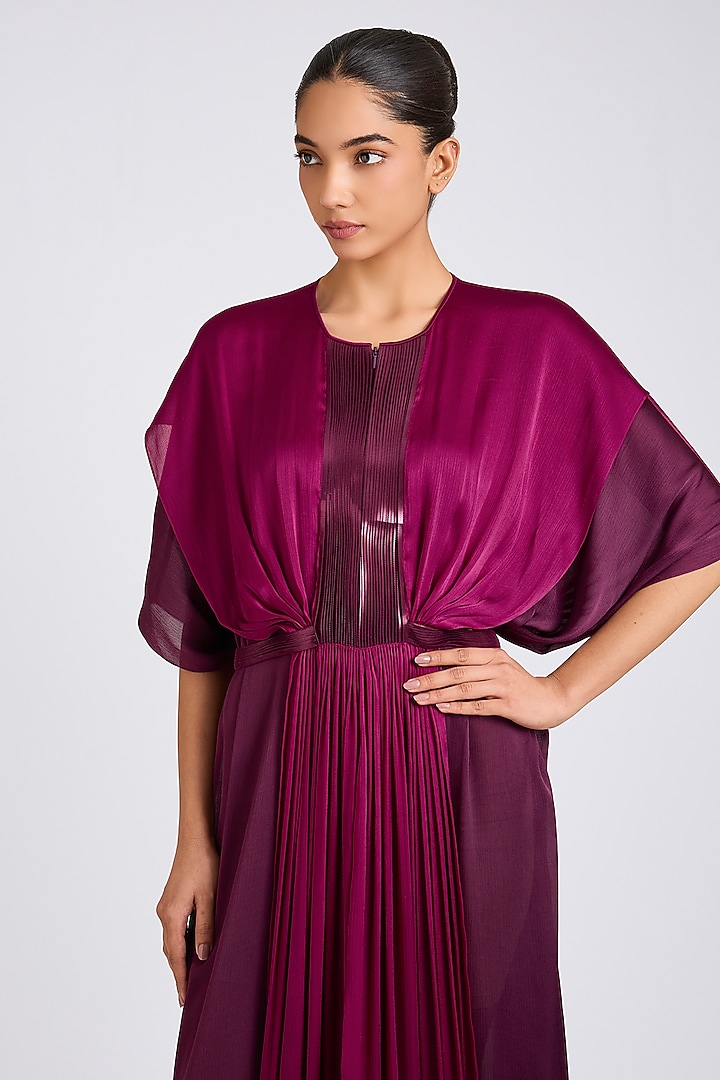 Wine Chiffon Cocktail Dress by Amit Aggarwal at Pernia's Pop Up Shop