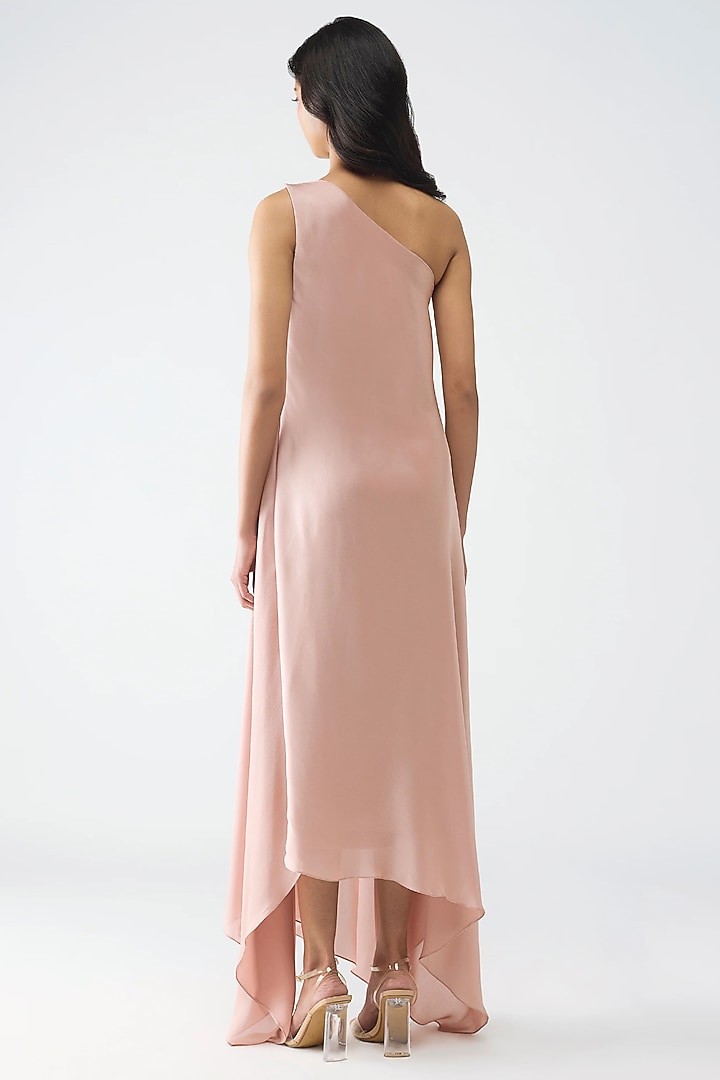 Blush Pink Satin Chiffon Maxi Party Wear Dress by Amit Aggarwal at Pernia's Pop Up Shop