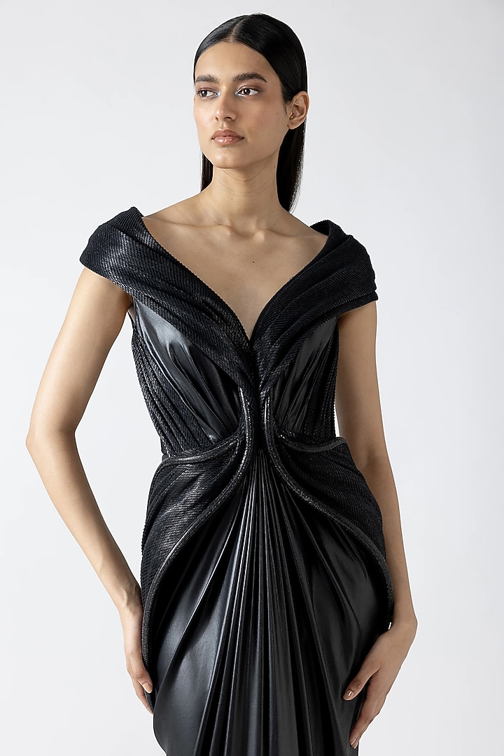 Pewter Glazed Chiffon & Pollen Bridal Gown by Amit Aggarwal at Pernia's Pop Up Shop