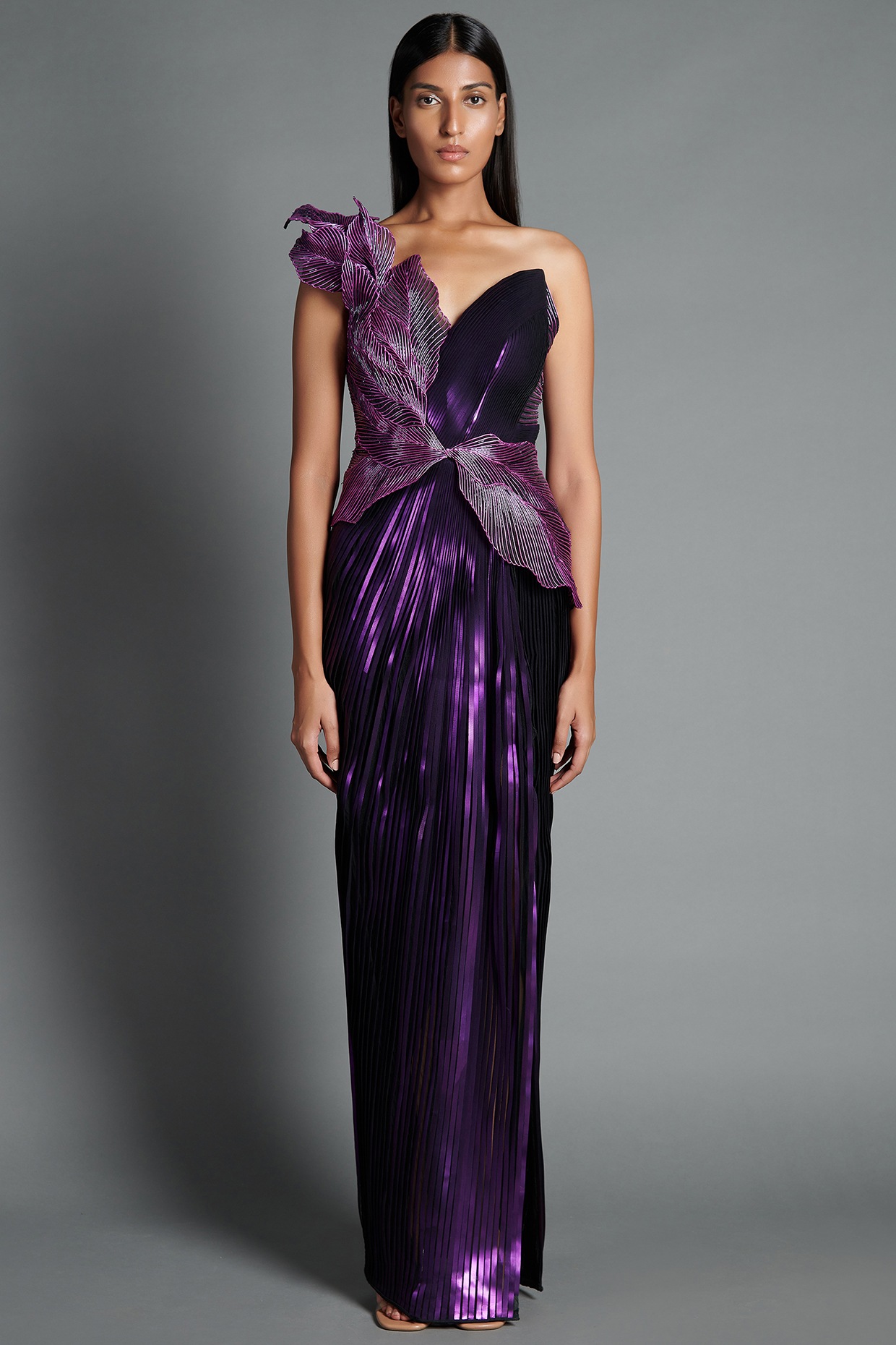 Metallic Purple Embroidered Moulded 