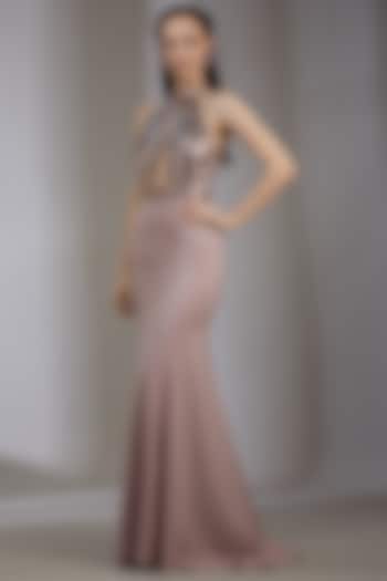 Blush Pink Embroidered Gown by Amit Aggarwal