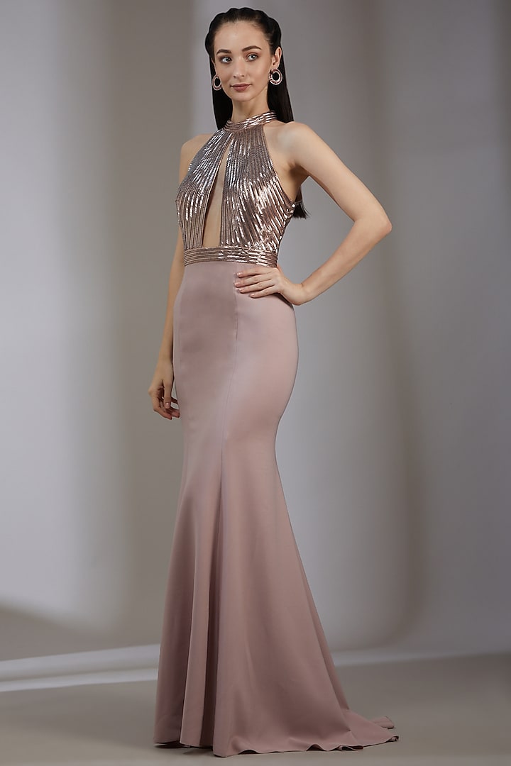 Blush Pink Embroidered Gown by Amit Aggarwal