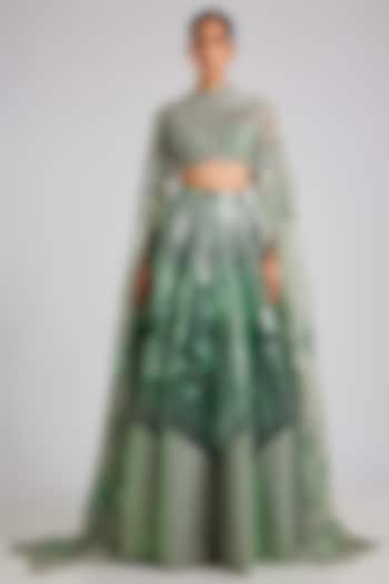Green Tulle Skirt Set by Amit Aggarwal at Pernia's Pop Up Shop