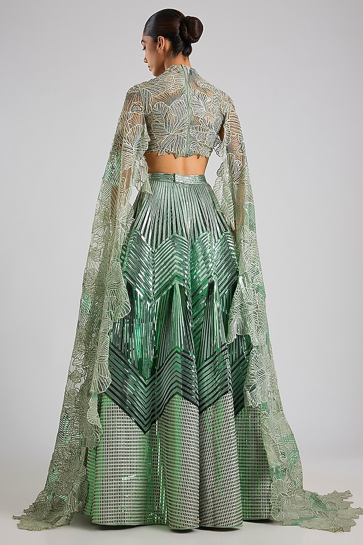 Green Tulle Skirt Set by Amit Aggarwal at Pernia's Pop Up Shop