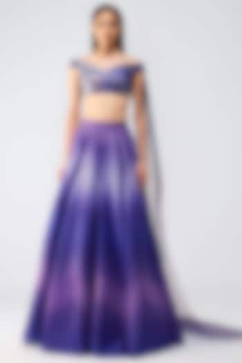 Cosmos Metallic Glitch Tulle Ombre Skirt Set by Amit Aggarwal at Pernia's Pop Up Shop