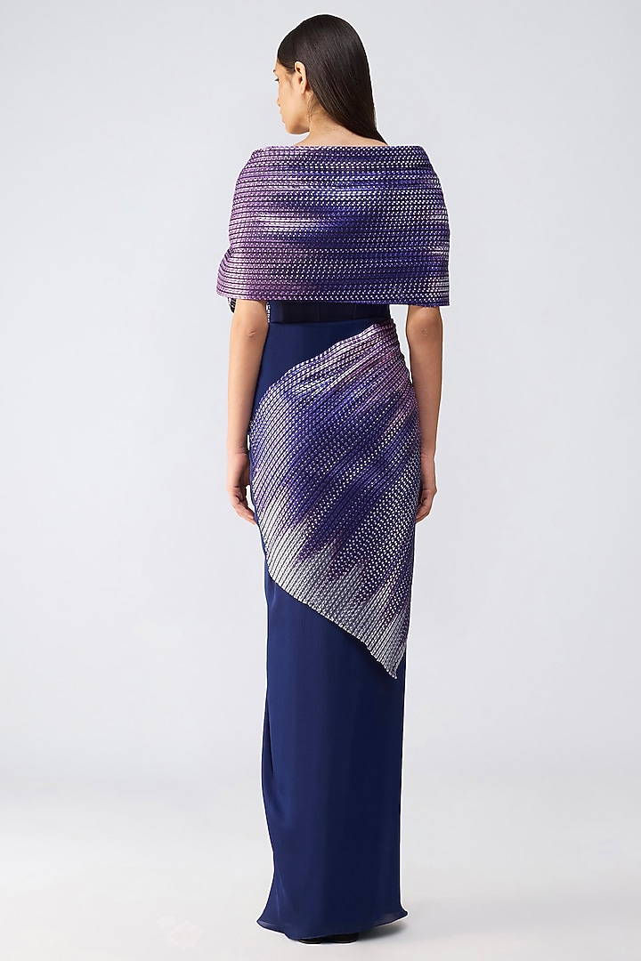 Cosmos Metallic Ombre Satin Chiffon Wedding Gown by Amit Aggarwal at Pernia's Pop Up Shop