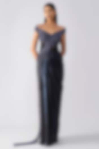 Cosmos Lame Fabric Crystal Draped Bridal Gown by Amit Aggarwal at Pernia's Pop Up Shop