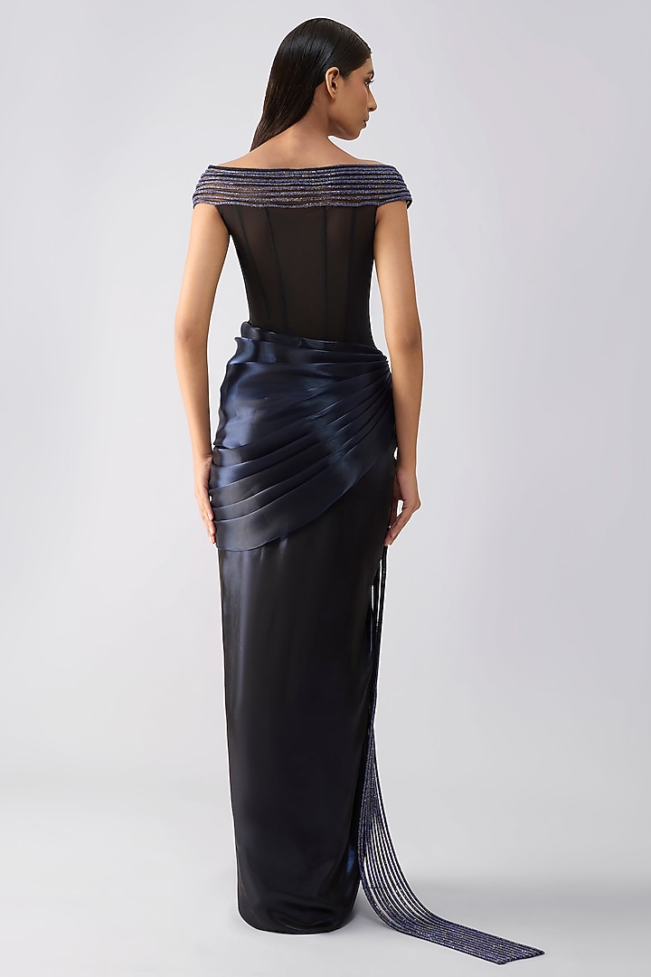 Cosmos Lame Fabric Crystal Draped Bridal Gown by Amit Aggarwal at Pernia's Pop Up Shop