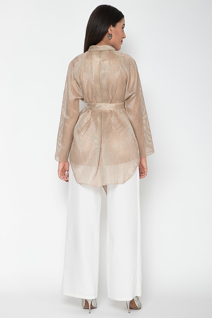 Copper Draped V-Neck Top by Amit Aggarwal at Pernia's Pop Up Shop
