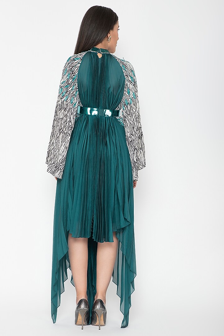 Turquoise Draped Kaftan Cocktail Dress by Amit Aggarwal at Pernia's Pop Up Shop