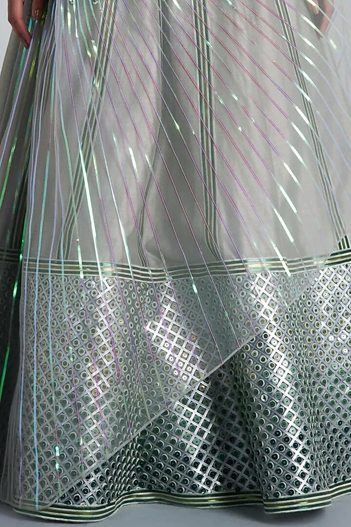 Mint Green Hand Embroidered Bridal Lehenga Set by Amit Aggarwal at Pernia's Pop Up Shop