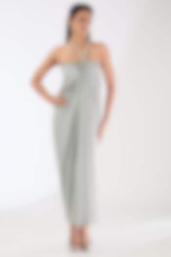 Silver Lycra Maxi Cocktail Dress by Amit Aggarwal at Pernia's Pop Up Shop