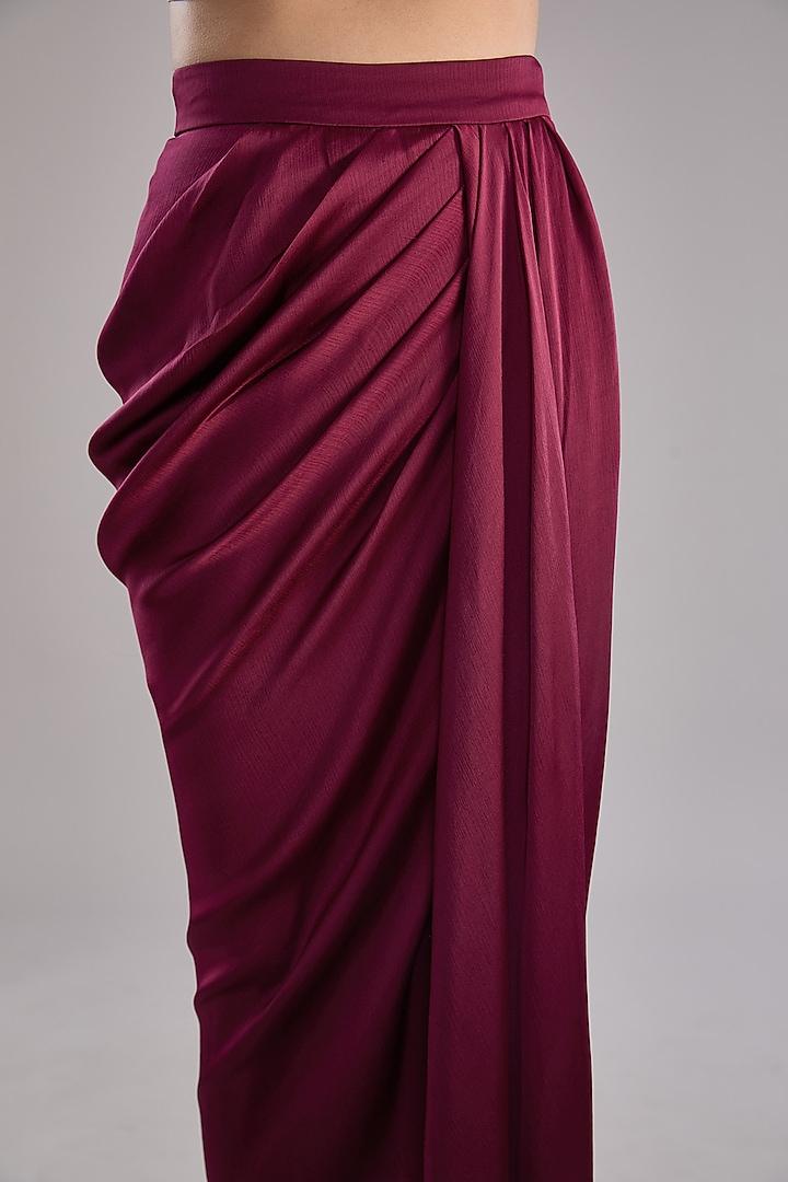 Plum Crepe Chiffon Skirt by Amit Aggarwal at Pernia's Pop Up Shop