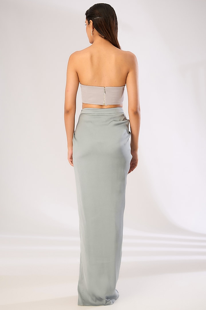 Black Metallic Polymer & Crepe Chiffon Top by Amit Aggarwal at Pernia's Pop Up Shop