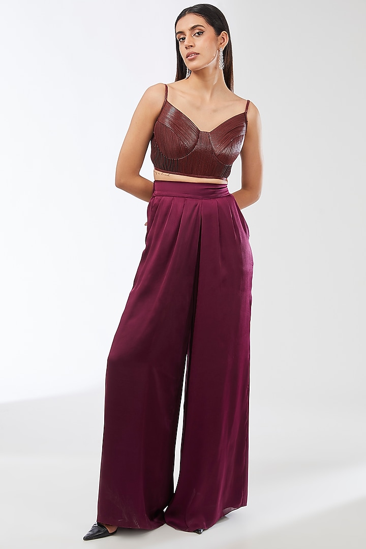 Plum Organza Top by Amit Aggarwal at Pernia's Pop Up Shop
