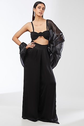 Black Crocodila Organza Cape by Amit Aggarwal
